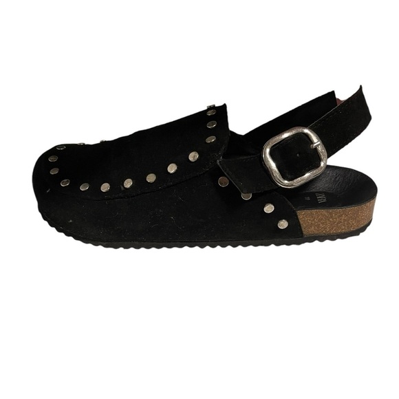 Zara Shoes - Zara studded leather clogs footbed slip on buckle 8